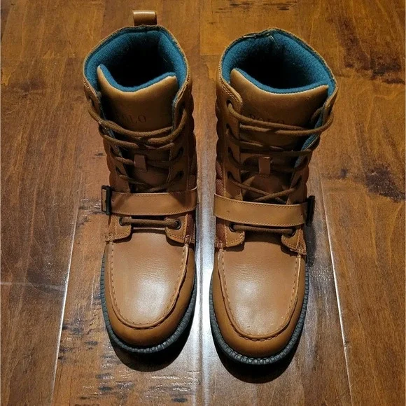 Polo Ralph Lauren Men\'s Tan Quilted Leather Buckle Lace Up Boots Polo Ralph Lauren Men main image 4